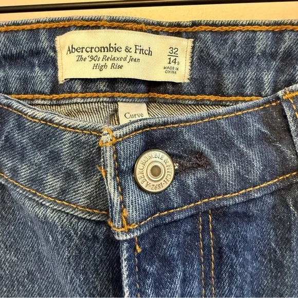 ABEROMBIE & FITCH the 90’s relaxed jean High Rise Indigo Jeans curve love - Picture 4 of 6